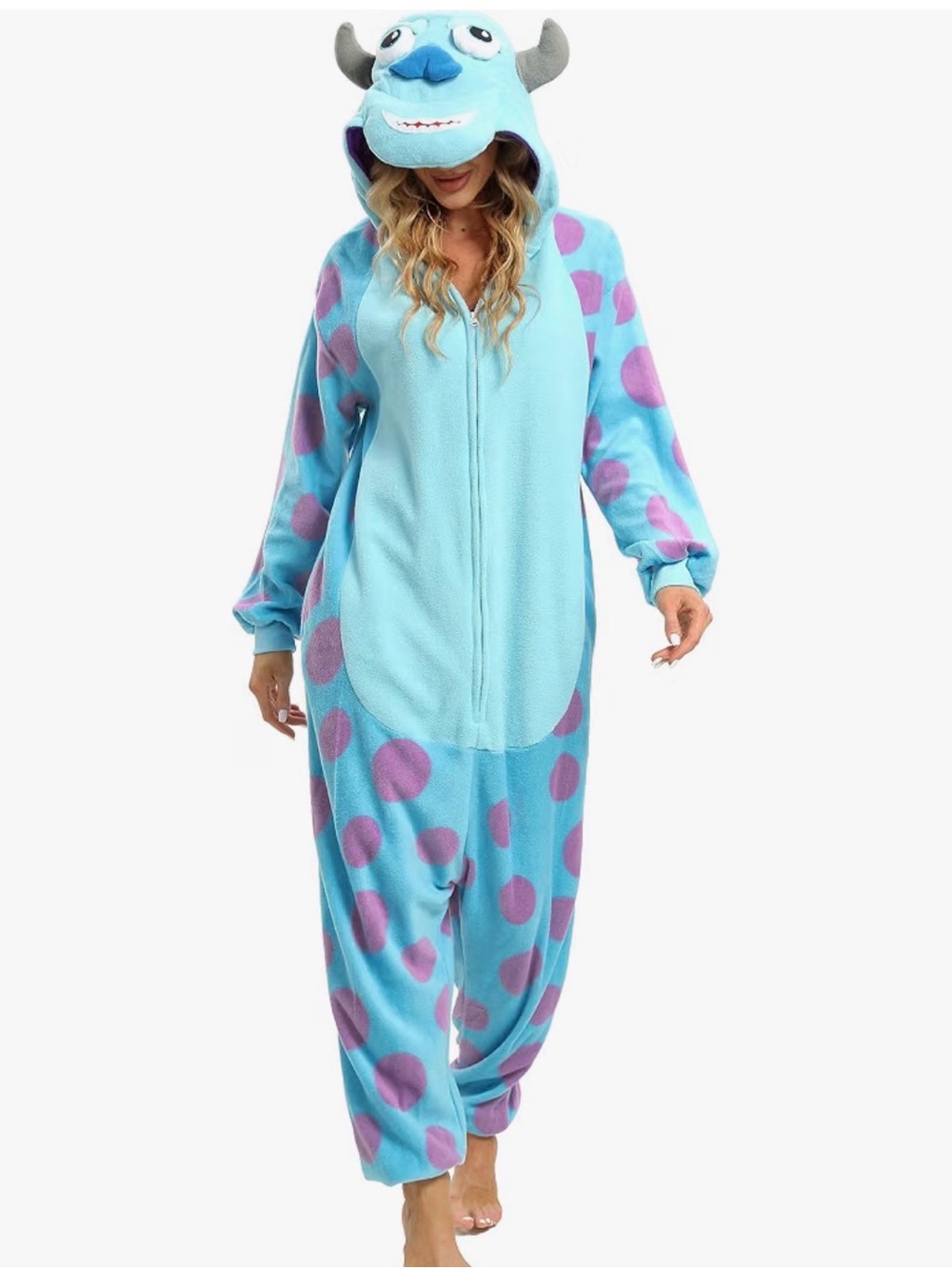 Blue & Purple Disney Monsters Inc Onesie Hooded Pajamas - Women's Cozy Kigurumi
